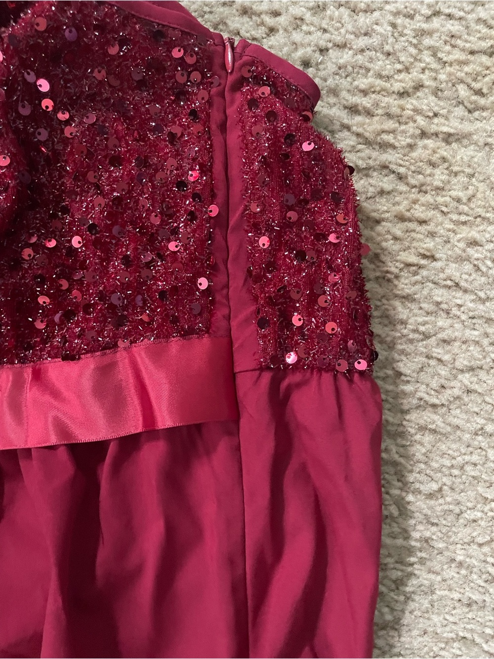 SHEIN One-Shoulder Raspberry Sequin High-Low Dress - Picture 3 of 4